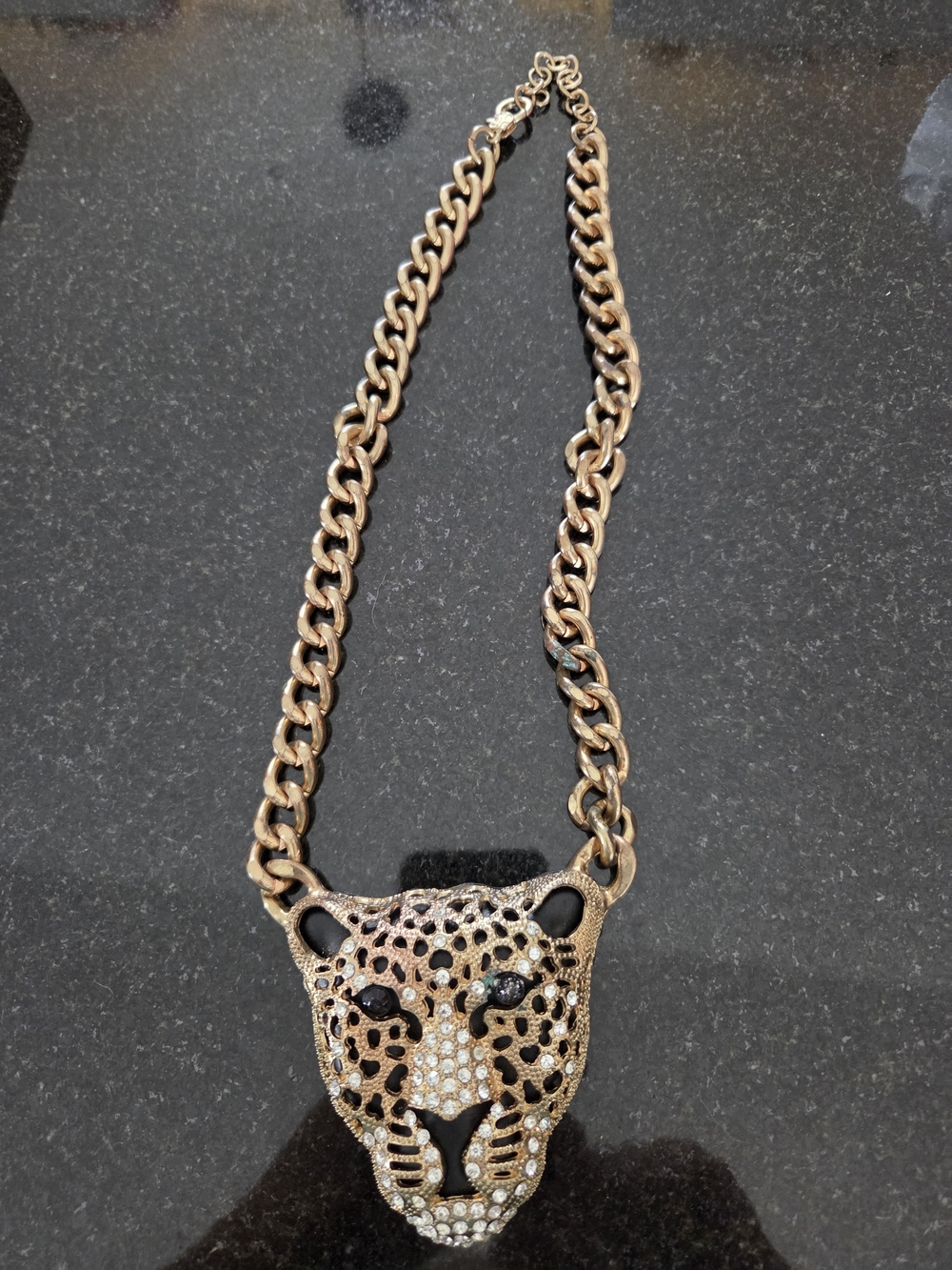 Gold-Tone Leopard Pendant Statement Necklace